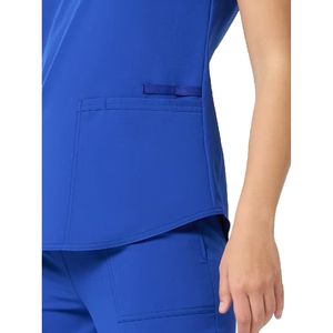 Women's Blue V-Neck <b>Scrub</b> Top Polyester Hospital <b>Uniform</b> <b>Scrub</b> Tops with Pockets customizable medical <b>scrub</b> - Product Image 5