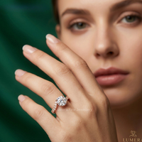 Bague de fiançailles pour femme en or avec diamant rond taille brillant et diamants latéraux, certifiée IGI, style classique