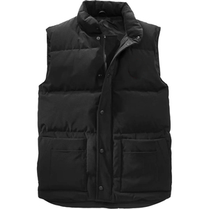 Chaleco Acolchado Negro para Hombre, Cuello Alto, Cierre de Cremallera, Sin Mangas, con Bolsillos, Casual, Otoño, ODM, Repelente al Agua - Product Image 1