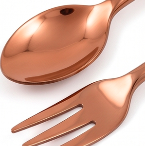 Vintage Copper Finish Metal Cutlery Set With Hook Design High <b>Mirror</b> Polish Rust Resistant Flatware For Kitchenware Use - Product Image 4
