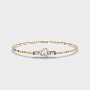 Customized Round Shape Moissanite Diamond <b>Bracelet</b> Bezel Setting 18K Yellow Gold Diamond <b>Bracelet</b> for Both Women - Product Image 1