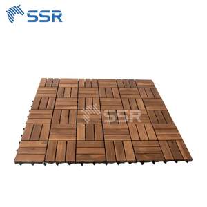 SSR - Baldosas de Madera de Acacia Marrón de 12 Listones, Baldosas de Suelo Encajables para Exteriores, Jardín, Patio - Product Image 4