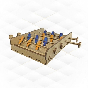 Handcrafted Wooden Tabletop Foosball Game With Blue And Orange Players Compact Table Football Toy For <b>Kids</b> And Friends Enjoyment - Product Image 3