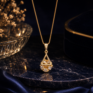 <b>Solid</b> 18K <b>Gold</b> Classic Geometric Box Chain <b>Pendant</b> Necklace for Women's Anniversary Gift & Party Occasions - Product Image 1