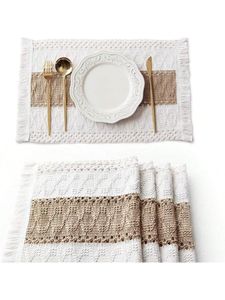 Round Natural Woven <b>Table</b> <b>Mat</b> With Navy Pom Pom Trim Bohemian Style Handmade 400mm Diameter - Product Image 4