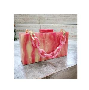 Luxury Resin Bohemian Clutch <b>Bag</b> with Gold Chain Stone Decoration Magnetic Closure Evening Purse Women's New Color Handmade - Product Image 2