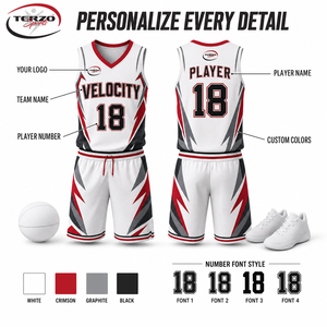 Uniforme de Baloncesto Personalizado de Alto Rendimiento, Transpirable, Blanco y Rojo, Sublimado, Conjunto de Camiseta y Pantalones Cortos para Escuela, Club, Academia y Liga - Product Image 5