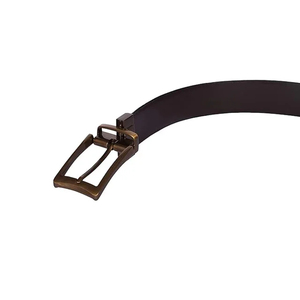 Cinturón Casual de Cuero Genuino para Hombre, Color Negro Sólido, Hebilla Cuadrada de Aleación, Alta Resistencia, Impresión por Transferencia de Calor - Product Image 2