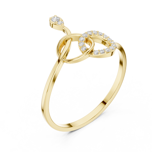 Anillo de oro macizo de 14k para mujer con diamante de corte redondo minimalista de doble forma redonda, ideal para regalo, compromiso, aniversario, boda. - Product Image 3