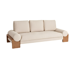 Minimalist Japandi 3-Seater <b>Sofa</b> in Cream with Solid Wood Frame Elegant Comfortable Modern Living Room Furniture - Product Image 2