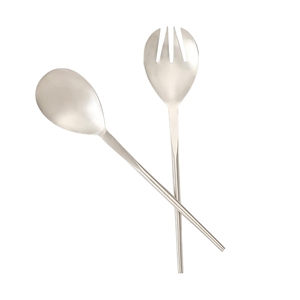 Ensemble de service à salade en acier inoxydable argenté, cuillère et fourchette pour servir et mélanger la salade de riz, pour buffet de restaurant à prix abordable - Product Image 1