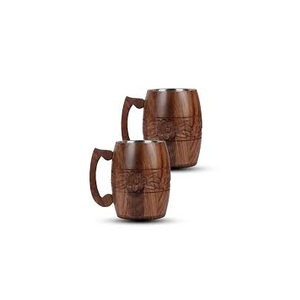 Handmade wooden beer mug eco-friendly sustainable carved wood <b>cup</b> Natural rustic wood drinking mug - Product Image 2