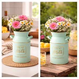 Vase en métal galvanisé Headway de 7,5 pouces, style antique, rétro, rustique, vintage, primitif, ferme, campagnard, vert - Product Image 3