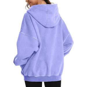 2025 mujeres/hombres Zip Hoodie Oversized Acid Wash Hoodies Heavyweight Distress Cotton Fleece Zipper Hoodie Vintage Style XS - Product Image 5