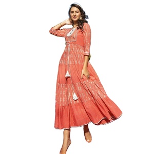 ชุดยาวคอลเลกชั่นลูกไม้ผ้าฝ้ายแท้พิมพ์ลายงานหัตถกรรมทำจากด้ายคอลเลกชั่นยาวสไตล์พื้นเมืองของผู้หญิง - Product Image 2