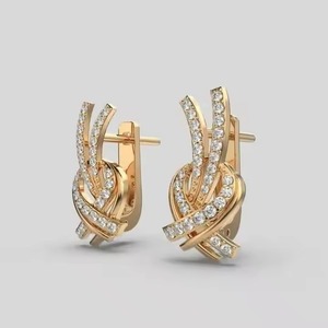 Indian Manufactured Luxury Diamond <b>Earrings</b> for Women Certified Brilliant Round Cut Diamond Sustainable Fine Available For Sale - Product Image 2