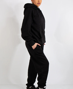Ensemble survêtement molletonné deux pièces personnalisé avec logo pour femme : sweat à capuche oversize et pantalon de jogging – Tenue décontractée et sportswear – Vente en gros - Product Image 2