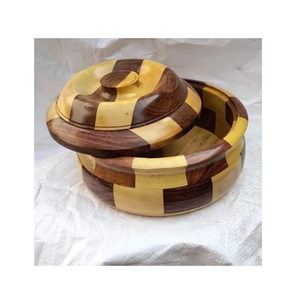 Natural Wooden Casserole Box and Hotpot for Serving Chapati and Roti Handcrafted Roti Holder round shape at best price - Product Image 1