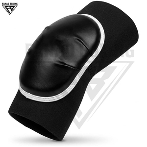 Protège-coudes et genoux réglables en cuir véritable haute performance pour la vente en gros, couleur noire unie, protection robuste pour Muay Thai MMA - Product Image 4