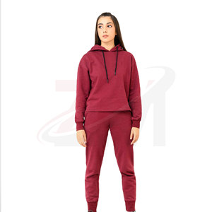 Women Solid Color Hooded <b>Tracksuit</b> Set Full Sleeve Casual Sweatshirt And Pants 100% Cotton Breathable Autumn Wear - Product Image 1