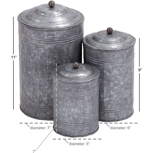 Excellent Quality Hot Selling Galvanized Canister Set of Three Amazing Design Food <b>Storage</b> <b>Container</b> Use for Hotel <b>Kitchen</b> - Product Image 5