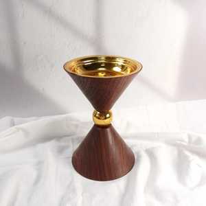 Marble Gold <b>Hourglass</b> Shape Holder Dual Conical Sections Spherical Connector Bowl Top Golden Interior Elegant Household Piece - Product Image 2