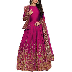 Lehenga Choli rose pour femme, broderie dorée, longueur ras du sol, tenue traditionnelle indienne pour mariage, protection solaire toutes saisons - Product Image 4
