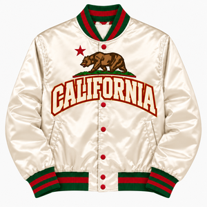 Blouson Bomber en Satin Personnalisé pour Homme, Broderie Lettres California, Manches Côtelées, Fournisseur Populaire - Product Image 1