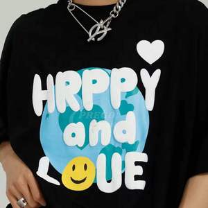 T-shirt personnalisé en coton 100% avec impression en relief, manches courtes, pour couple, été, très demandé en gros - Product Image 3