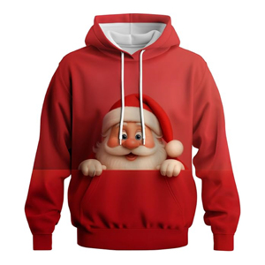 Sudadera con Capucha Unisex con Bolsillo Canguro y Estampado Gráfico 3D de Santa Claus para Fiestas Navideñas, Personalizable, para Invierno - Product Image 1