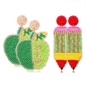 Pendientes colgantes de alta calidad hechos a mano con cuentas bordadas para el verano, joyería llamativa para eventos y fiestas, lo último en aros y pendientes de botón. - Product Image 6