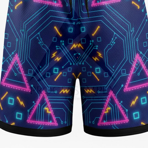 Shorts de Playa para Hombre con Estampado Geométrico, Secado Rápido, Poliéster, Cordón Ajustable, Casuales - Product Image 4