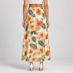 Fabricante de Vestidos Largos de Verano para Mujer, Estampado Floral, Cintura Alta, Abertura Lateral, Estilo Tropical, Venta al Por Mayor Premium - Product Image 4