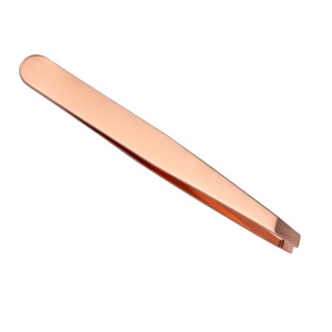 Luxury Gold Stainless Steel Slant Tip Eyebrow Tweezers Custom Logo Premium Beauty Grooming <b>Tool</b> Wholesale - Product Image 1