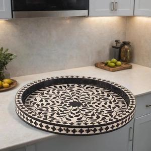 Bandeja Feng Shui de Lujo Hecha a Mano con Incrustaciones de Hueso Ecológicas, Diseño Decorativo Elegante, Calidad Premium para Servir en el Hogar y la Cocina - Product Image 3