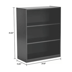 Libreria Cinese Regolabile in Melamina per Casa/Ufficio, Salvaspazio, a 3 Ripiani, Nera - Product Image 3