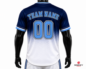 SINEWY SPORTS Camiseta de Béisbol Personalizada para Hombre, Sublimada, Degradado 3D Azul y Blanco, Manga Corta, Absorbe la Humedad, Corte Regular, Adulto - Product Image 2