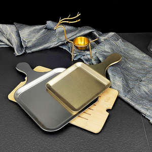 Plato de Servir de Acero Inoxidable Dorado Cepillado con Asa, Bandeja para Bistec, Plato Plano Nórdico para Postres y Aperitivos, Vajilla para Restaurantes Occidentales - Product Image 2