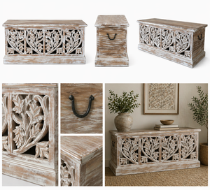 Unique Design Vintage Style Storage Trunk <b>Box</b> with <b>Strong</b> Wooden Build for Bedroom Living Room Travel Storage Available For Sale - Product Image 4