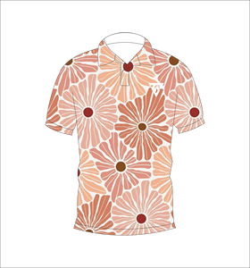 Polo à manches courtes pour hommes, imprimé floral pêche, décontracté, pour l'été, pour le golf - Product Image 1