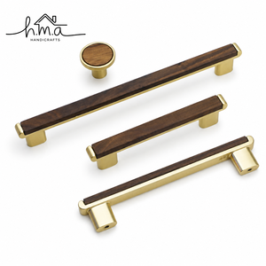 Brass and Brown Wooden Cabinet Handle with Cylindrical <b>Bar</b> Shape Gold Finish T <b>Bar</b> Design Modern Drawer <b>Pull</b> Furniture Hardware - Product Image 6