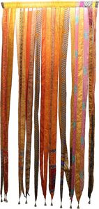 ETHINUMATIC Recycled Silk Sari Ribbon Door <b>Curtain</b> Bohemian Room Divider Rod Pocket Handmade 80x48 Inch Hotel Hospital - Product Image 3