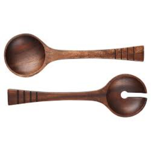 Ensemble de cuillères à salade en bois d'acacia artisanal, écologiques, sculptées à la main, décoratives, avec une finition bicolore moderne - Product Image 6