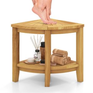 Banc de douche moderne de luxe en teck avec étagère de rangement, chaise de douche écologique pour hôtels, hôpitaux et appartements - Product Image 4