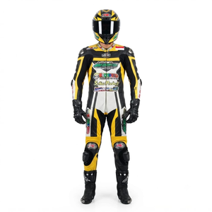 Combinaison de course Zonda Premium pour homme, 1 pièce, en cuir de vache véritable/cuir de kangourou, style MotoCP, combinaison de course sur circuit, niveau de protection 2 - Product Image 1