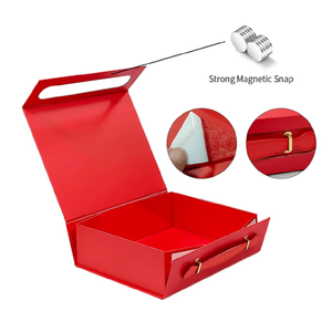 Boîte cadeau pliante magnétique en carton rigide de luxe avec logo personnalisé, colorée, auto-érectible, doublure en satin kraft ondulé, écologique - Product Image 1