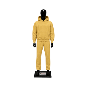 Conjunto Deportivo Premium Dorado Oversize para Hombre: Sudadera con Capucha y Pantalones Jogger, Estilo Casual Urbano, Venta al por Mayor - Product Image 1