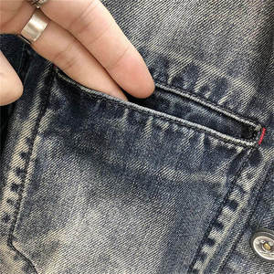 Veste en jean délavé pour homme, design patchwork, col rabattu, coupe classique, style décontracté automne, coton tissé - Product Image 5