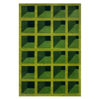 Tapis en laine noué à la main, géométrique, moderne et élégant, vert uni, lavable, adapté aux animaux domestiques, réversible, antidérapant, à poils longs pour la maison