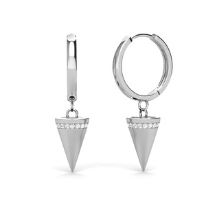 Spike Huggie Hoops Boucles <span class=keywords><strong>d</strong></span>'oreilles pendantes ornées de cristaux <span class=keywords><strong>Swarovski</strong></span> Bijoux de mode Hypoallergénique Daisini Accessoire en argent 925 - Product Image 5